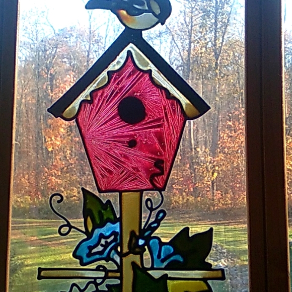 🐦 BLUEBIRD FRAMED ART LOOKS LIKE Stained Glass 🐦 Nature lovers GREAT GIFT 🎁 - Picture 6 of 16